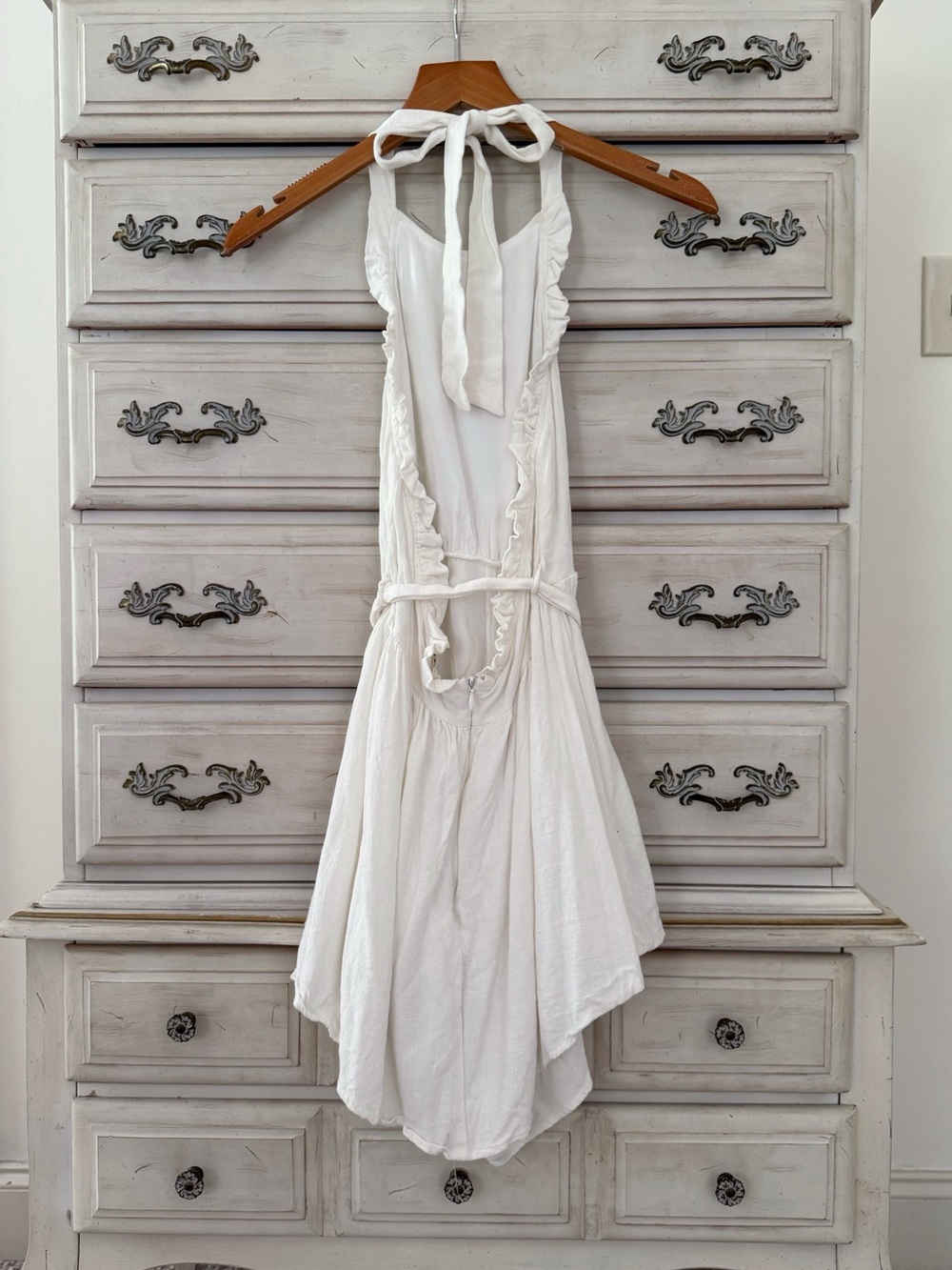 White Linen Euro Summer Romper - Picture 2 of 6